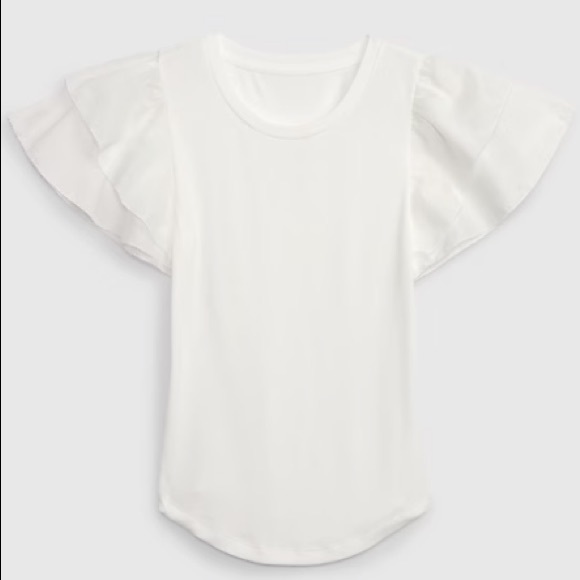 GAP NWT Mini Rib Ruffle Sleeve T-Shirt - Size S - Picture 4 of 5